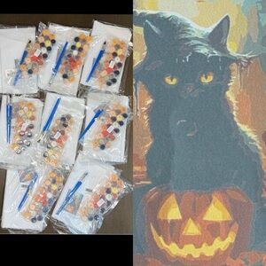New Halloween Cat Paint by Numbers Kit with Brushes and Paints (8 set)